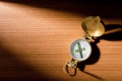 Compass on Wood Stock Photos