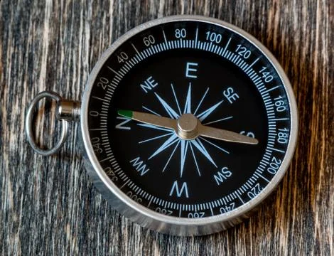 Compass on a wooden background Stock Photos