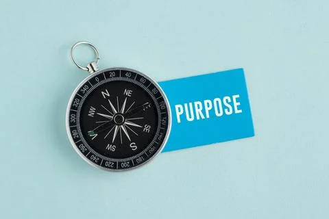 A compass with the word PURPOSE. Purpose Concept: Finding Life Direction, B.. Stock Photos