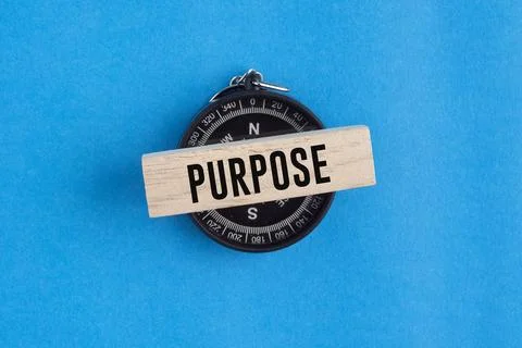 A compass with the word PURPOSE. Purpose Concept: Finding Life Direction, B.. Stock Photos