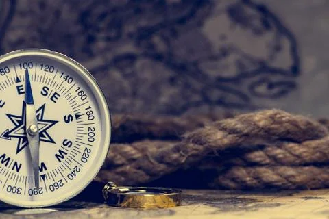 Compass on the world map Stock Photos