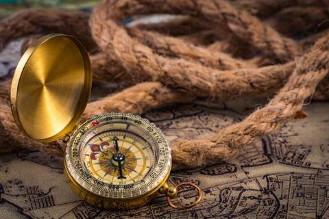 Compass on the world map Foto stock