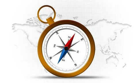 Compass on world map with white background Stock-Illustration