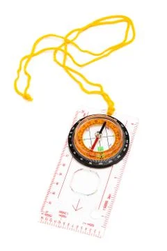 Compass with a yellow cord Foto stock