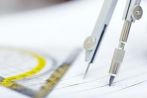 Compasses and ruler Stock Photos