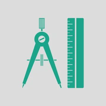 Compasses and scale icon Stock Illustration