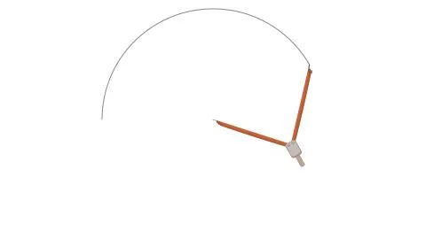 Compasses draw a circle on a piece of paper Stock Illustration