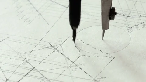 Compasses draw circles Stock Footage 79408649