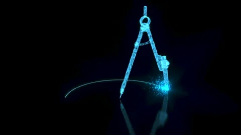 Compasses made up of lines with black background, 3d rendering. Video stock 138603043