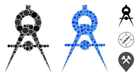 Compasses Mosaic Icon of Spheric Items Illustrazione stock