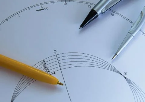 Compasses with Pen Stock Photos