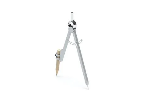 Compasses with white background, tools for drawing, 3d rendering. Stock Illustration