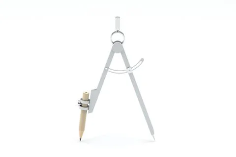 Compasses with white background, tools for drawing, 3d rendering. Stock Illustration