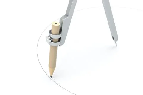 Compasses with white background, tools for drawing, 3d rendering. Stock Illustration