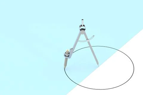 Compasses with white background, tools for drawing, 3d rendering. Stock Illustration