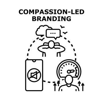 Compassion led branding strategy developing concept illustration Stock Illustration