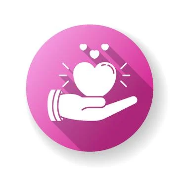 Compassion pink flat design long shadow glyph icon. Emotional support, sympat Stock Illustration