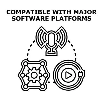Compatibility with major software platforms line icon concept Stock Illustration