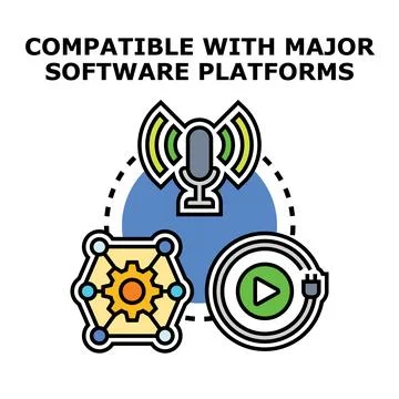 Compatibility with major software platforms line icon concept Stock Illustration