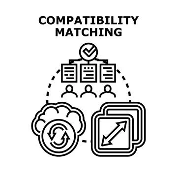 Compatibility matching process for data and user integration Stock Illustration