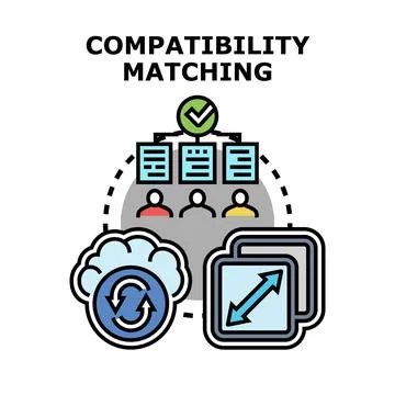 Compatibility matching process for data and user integration Stock Illustration