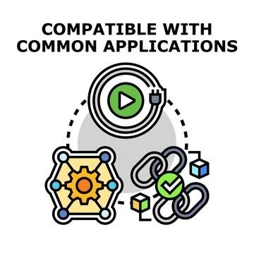 Compatible applications concept connecting data and technology Stock Illustration
