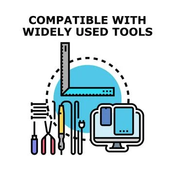 Compatible widely used tools for development and design Illustrazione stock