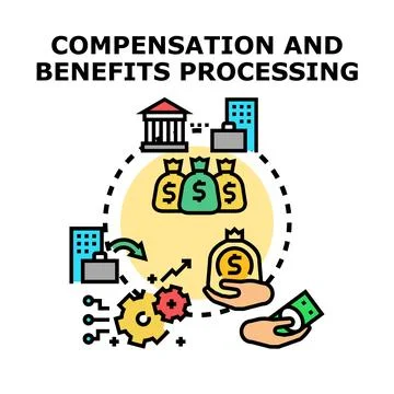 Compensation and benefits processing financial workflow cycle イラスト素材