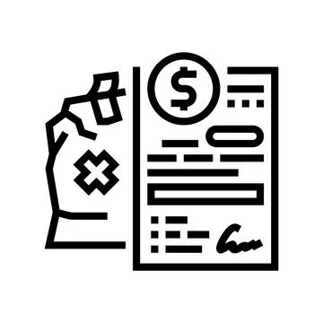 Compensation broken or lost parcel line icon vector illustration Stock Illustration