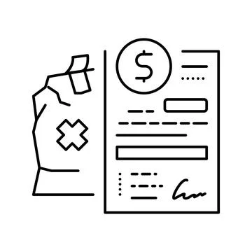 Compensation broken or lost parcel line icon vector illustration Stock Illustration