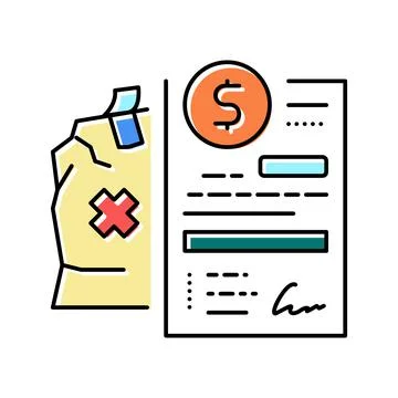 Compensation broken or lost parcel color icon vector illustration Stock Illustration