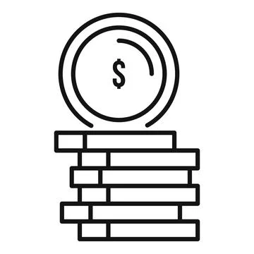 Compensation coin stack icon, outline style Illustrazione stock
