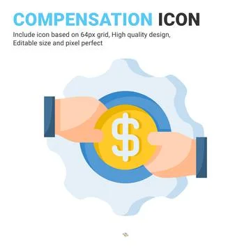Compensation icon vector with flat color style isolated on white background イラスト素材