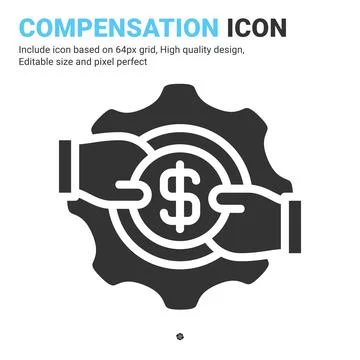Compensation icon vector with glyph style isolated on white background 스톡 일러스트