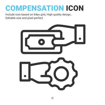 Compensation icon vector with outline style isolated on white background イラスト素材