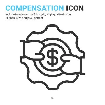 Compensation icon vector with outline style isolated on white background イラスト素材