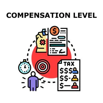 Compensation level regulating worker income and tax contribution Stock Illustration