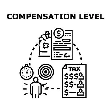 Compensation level regulating worker income and tax contribution Stock Illustration