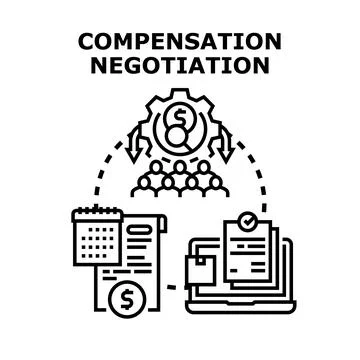 Compensation negotiation process for business and salary reviews Stock Illustration