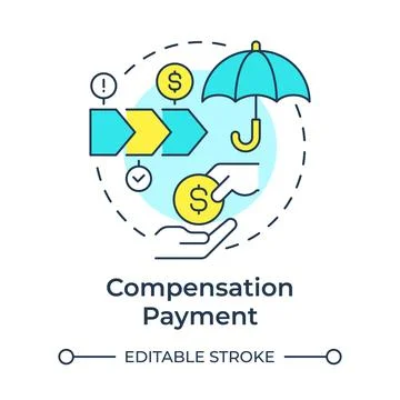 Compensation payment multi color concept icon Stock Illustration