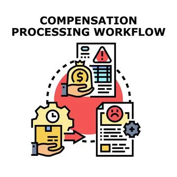 Compensation processing workflow concept creating business value Illustrazione stock