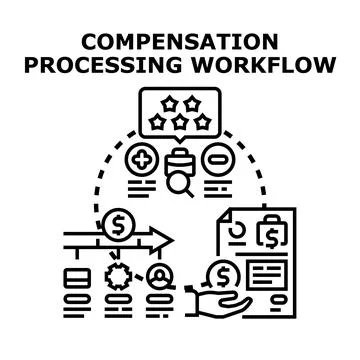 Compensation processing workflow management vector illustration 스톡 일러스트