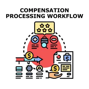 Compensation processing workflow management vector illustration 스톡 일러스트