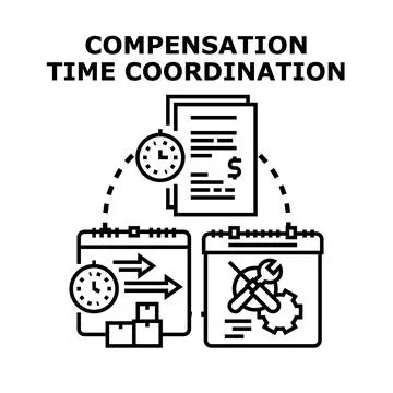 Compensation time coordination for project management and planning Illustrazione stock