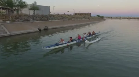 Competative Rowing Aerial shot Stock Footage 51112836
