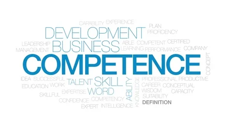 Competence animated word cloud, text design animation. Kinetic typography. Stock Footage 74907992