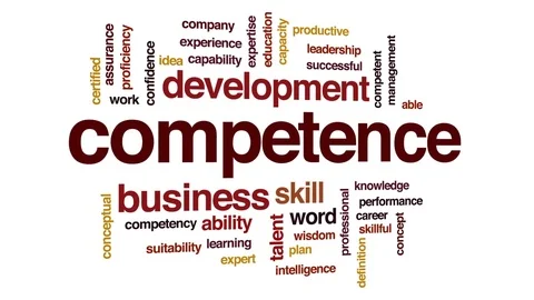 Competence animated word cloud, text design animation. Stock Footage