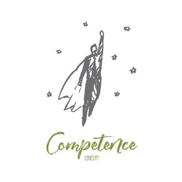 Competence, business, work, task, success concept. Hand drawn isolated vector Stock Illustration