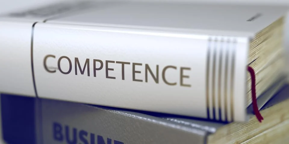 Competence Concept. Book Title. 3D Illustration Stock Illustration