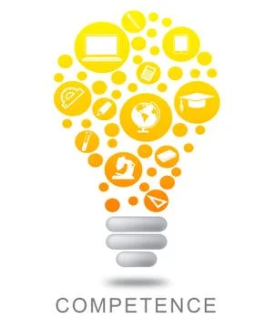 Competence Lightbulb Representing Power Source And Powered Stock Illustration